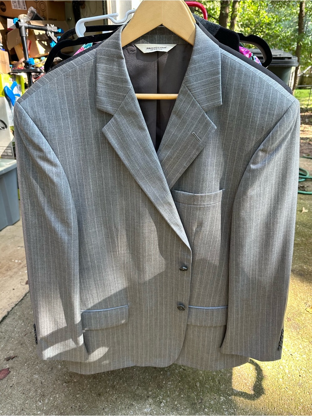 Pronto Uomo Light Gray Pinstripe Men's Blazer